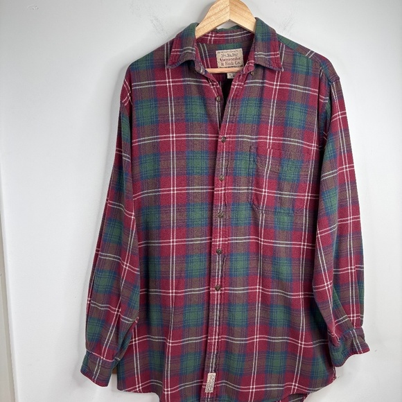Vintage Abercrombie Big Shirt M Oversized Flannel Plaid Button Down Grunge Y2K - Picture 1 of 9